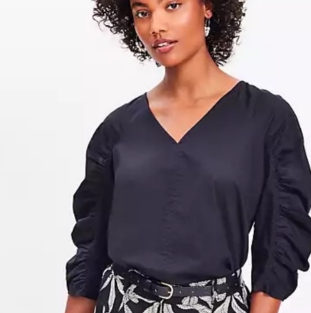 NWT- LOFT Black V-Neck Blouse